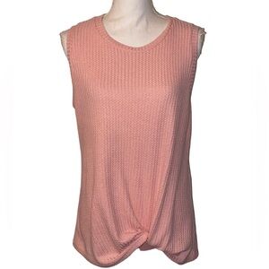 IWOLLENCE Waffle Knit Casual Sleeveless Twist Knot Pullover Top-Soft Peach SZ LG